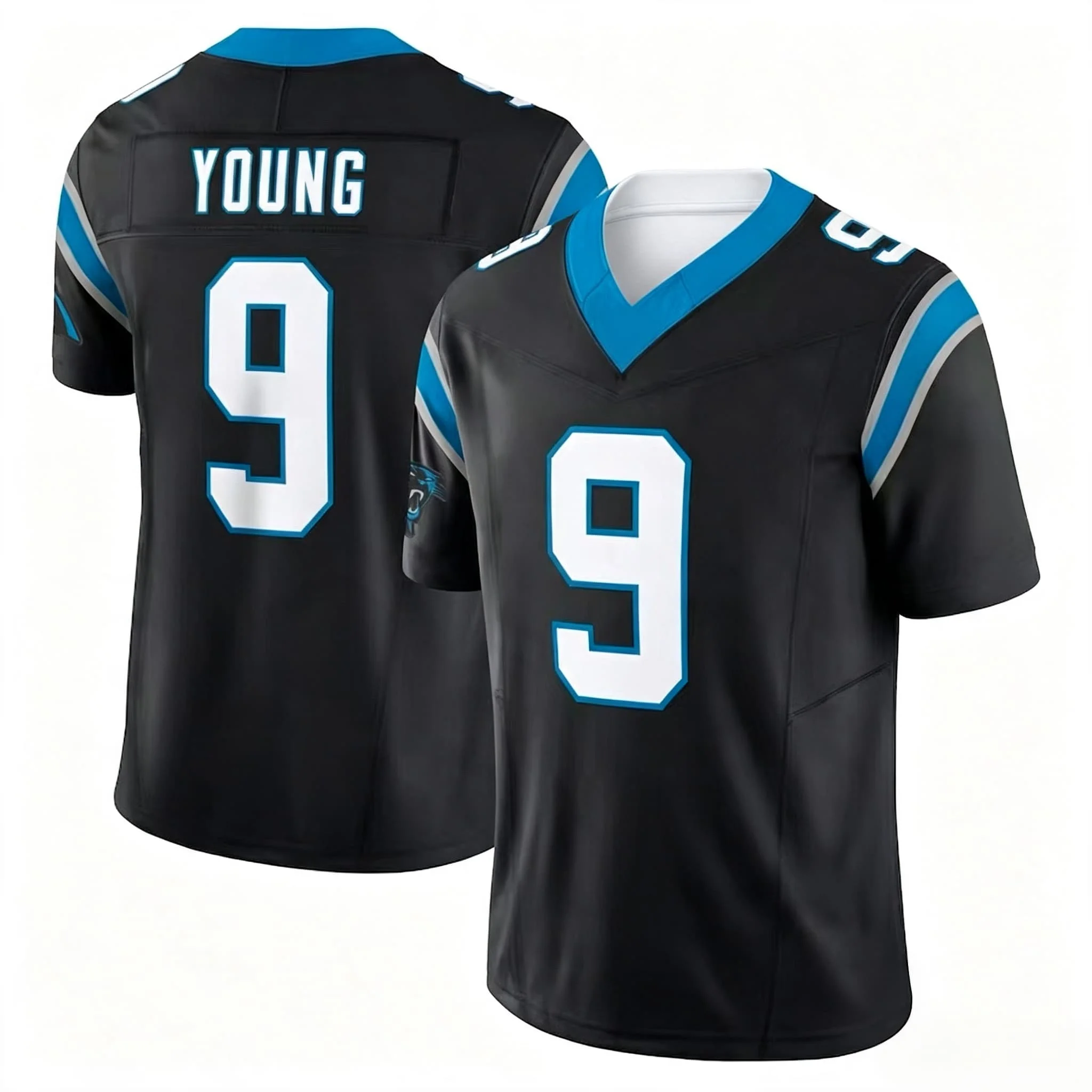 Herren # 9 Bryce Young Schwarzes Limited Edition Kurzarm American Football Top Rugby Sportuniform für Fans und Familien – Detail 4