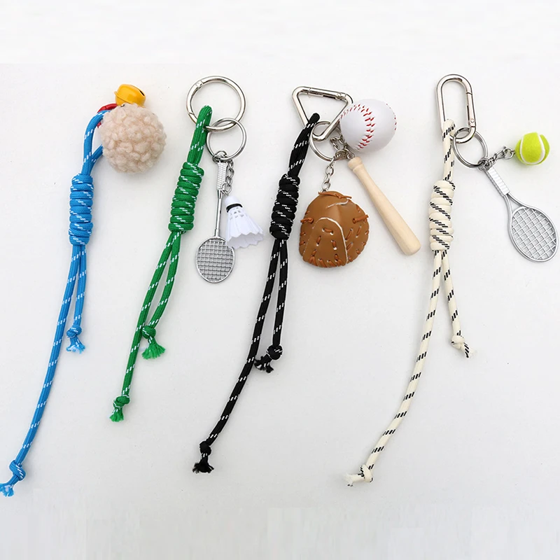 Bag Charm Mobile Phone Chain Tennis Baseball Badminton Football Pendant Personality Ins Style Braided Lanyard