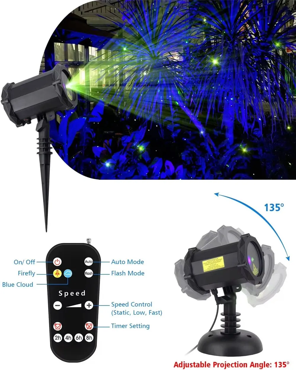 Landscape Holiday Lighting 3D Vivid Yellow Laser Firefly Projector Garden Light Romantic Wedding Light Holiday Light