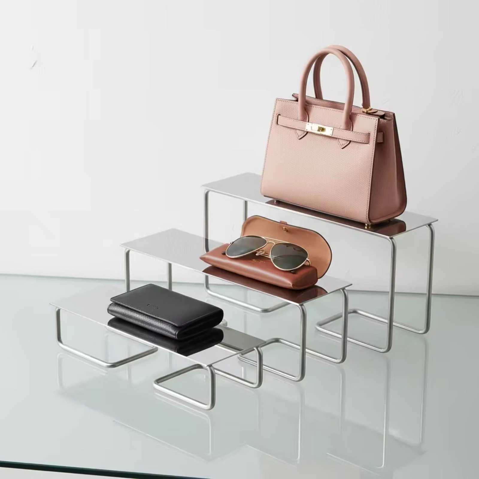 U-Shaped Shoe Display Rack Space Saving Stainless Steel Shoe Display Stand Easy to Clean Rust-Proof for Boutique Owners