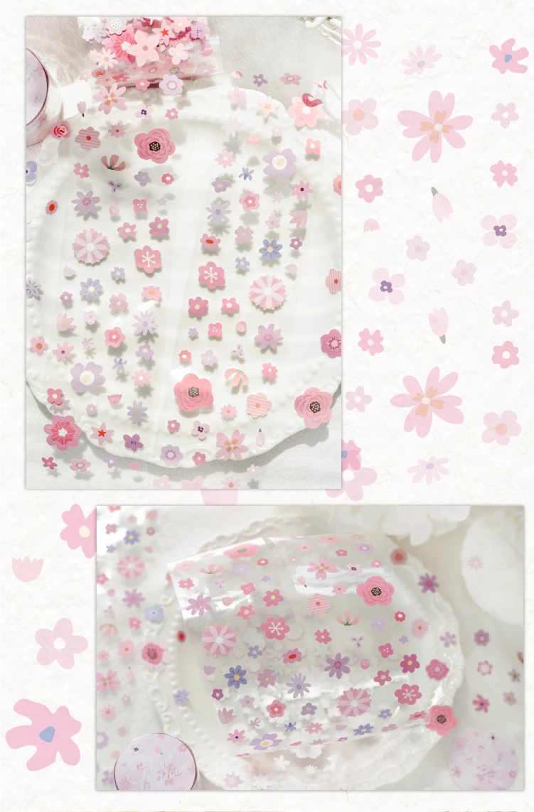Journal GO 5cmx2m Kleine Blumenmuster-Klebebandaufkleber für Collage Junk Journal Scrapbooking Dekoration Winzige Blumenaufkleber – Detail 13