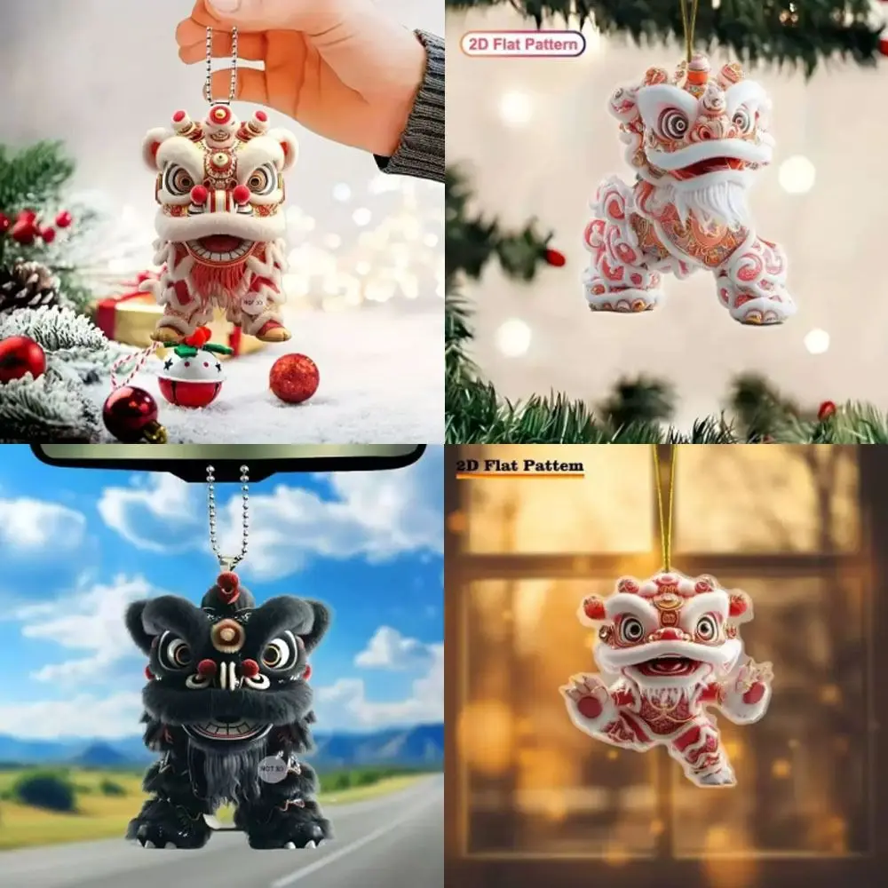 

Acrylic 2D Lion Dance Pendant Hanging Lion Pattern Flat Indoor Decoration Lightweight Spring Festival Rustic Ornament