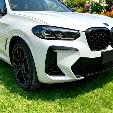 ABS Gloss Black Car Front Bumper Side Splitter Spoilers For BMW X3 X4 G01 G02 LCI 2022-2026 M Sport Bumper Trim Sticker Body Kit