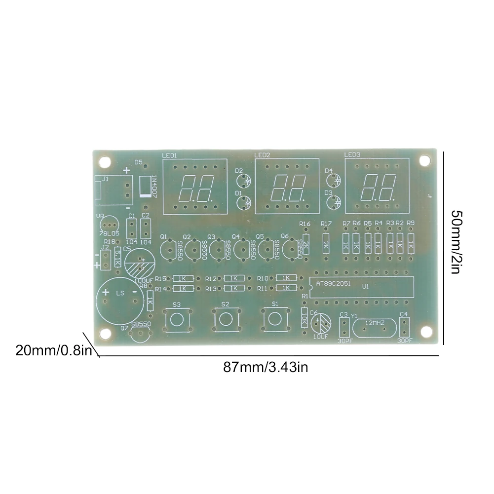 디지털 LED 디스플레이 전자 부품, 디지털 시계 DIY 키트, 7-12 V 전자 시계 생산 수트, 6 비트, AT89C2051