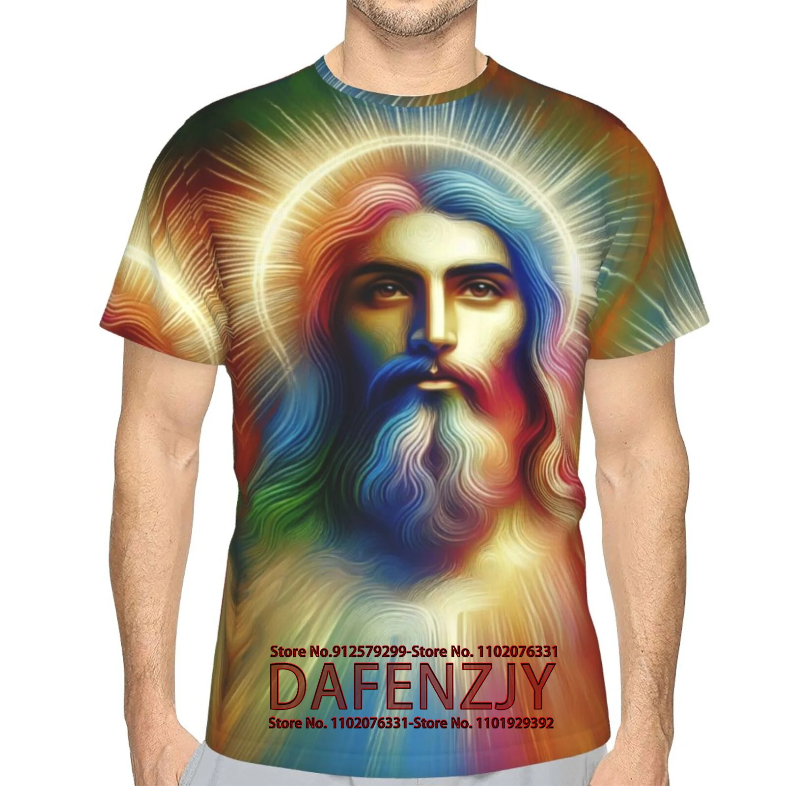 Men\'s Fashion T-Shirts Jesus 3D Print Short Sleeve Christian T Shirt Casual Tops Summer Male Funny Clothes O-Neck Loose Oversize