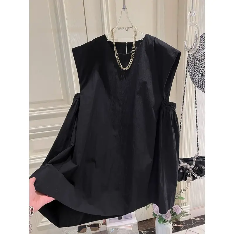 الإناث عادية الكورية بلون س الرقبة أكمام بلوزة الصيف مزاجه مطوي قمصان ملابس حريمي فضفاض البلوز تي شيرت