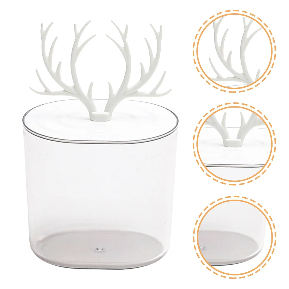 

Cotton Ball Holder Makeup Organizer with Antler Design Storage Box for Jewelry Rings Necklaces Lipsticks Makeup Puff Cotton