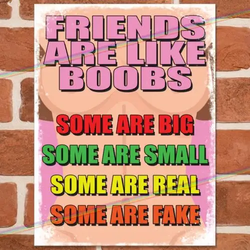 FRIENDS BOOBS Funny Metal Signs Mancave Shed Garage Home Pub Retro Joke Tin Sign