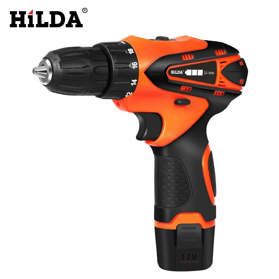 Imagem -05 - Hilda-furadeira Elétrica sem Fio Chave de Fenda 12v Carpintaria Bateria de Iões de Lítio Velocidades Mini Led Ferramentas Elétricas