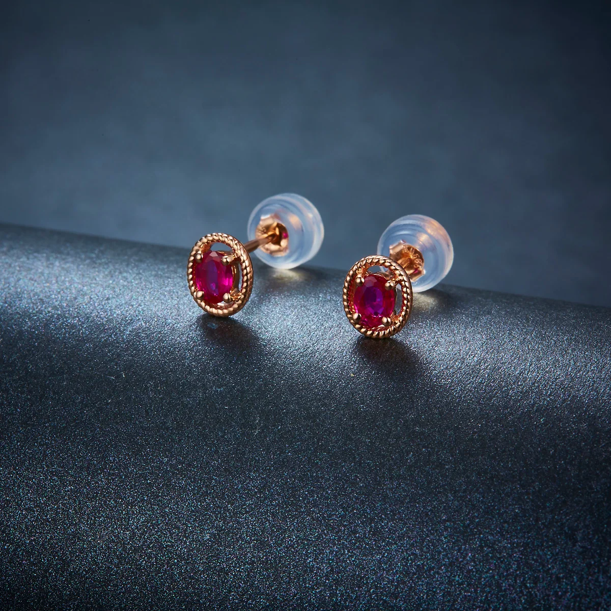 Lohaspie Solid 14K Rose Gold Stud Earrings Natural Ruby 4mm*3mm Genuine Gemstone Fine Jewelry for Women's Gift NEW