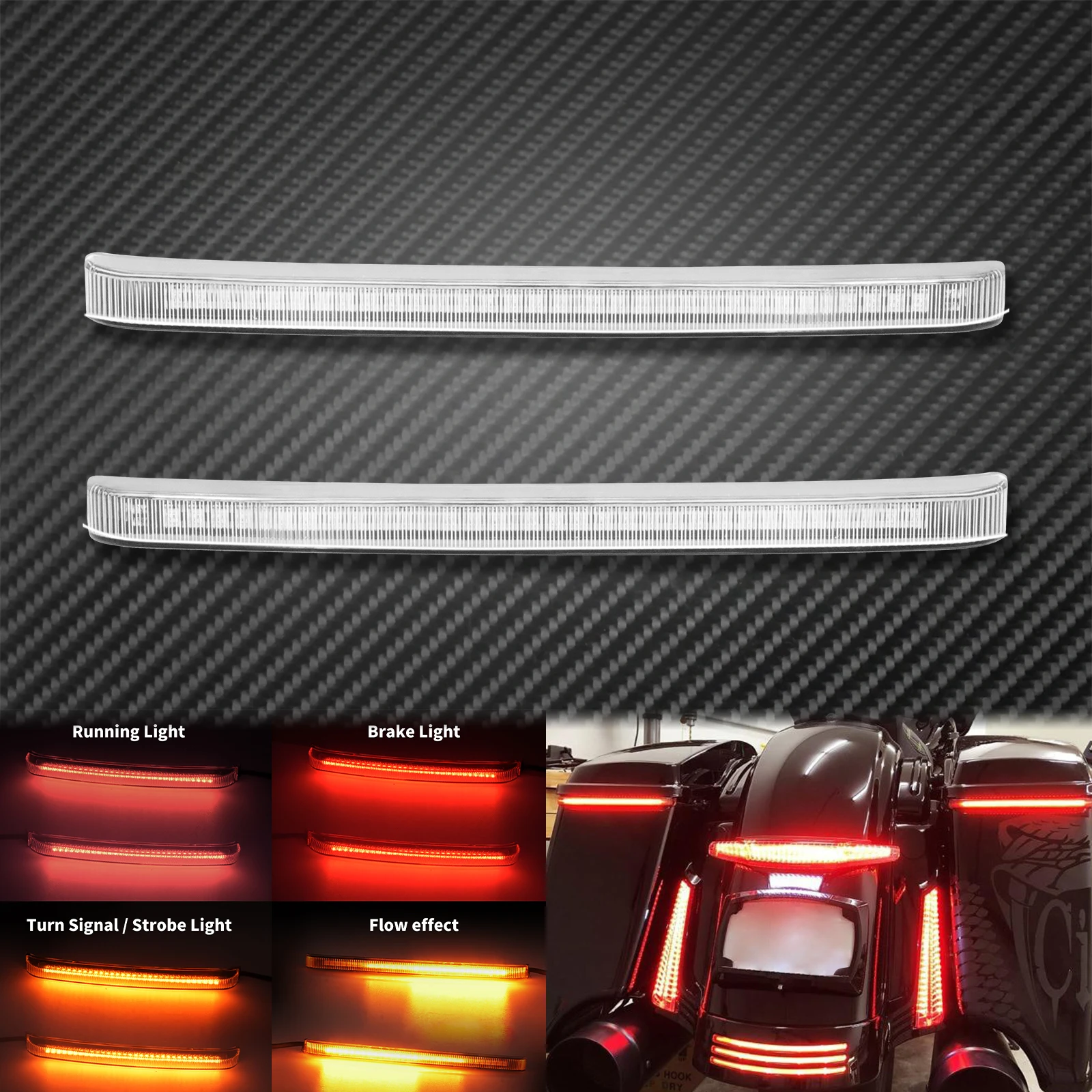 Motorcycle Led Saddlebag Brake Flowing Turn Signal Accent Light For Harley Touring 1997-2023 Electra Glide Road Glide FLHR CVO