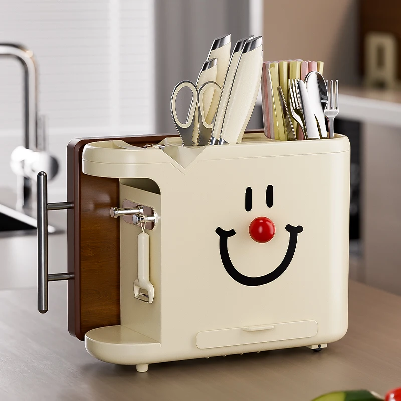 

Japanese Cream Wind Multifunctional Knife Holder Kitchen High-grade Cutting Board Holder Knife Holder