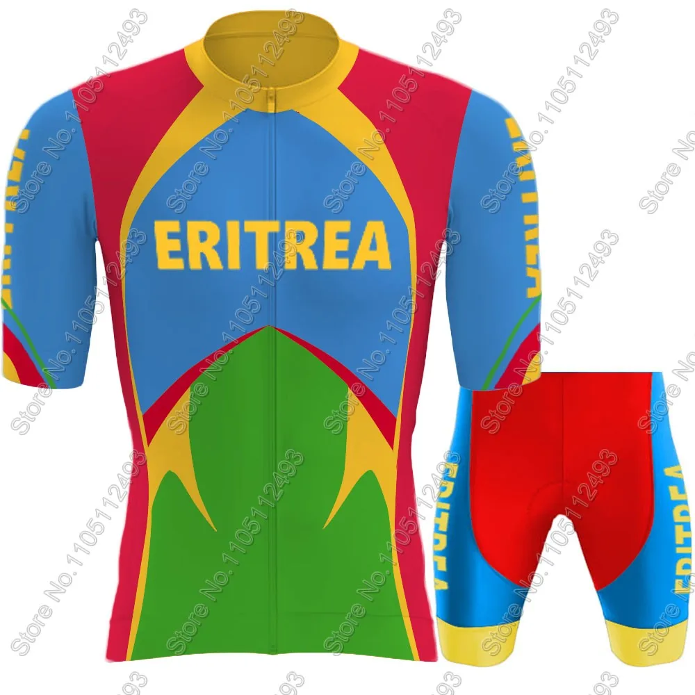 2025 Eritrea National Team Cycling Jersey Set Short Sleeve Red Blue Clothing Road Bike Shirts Suit Bicycle Bib Shorts MTB Ropa view 6