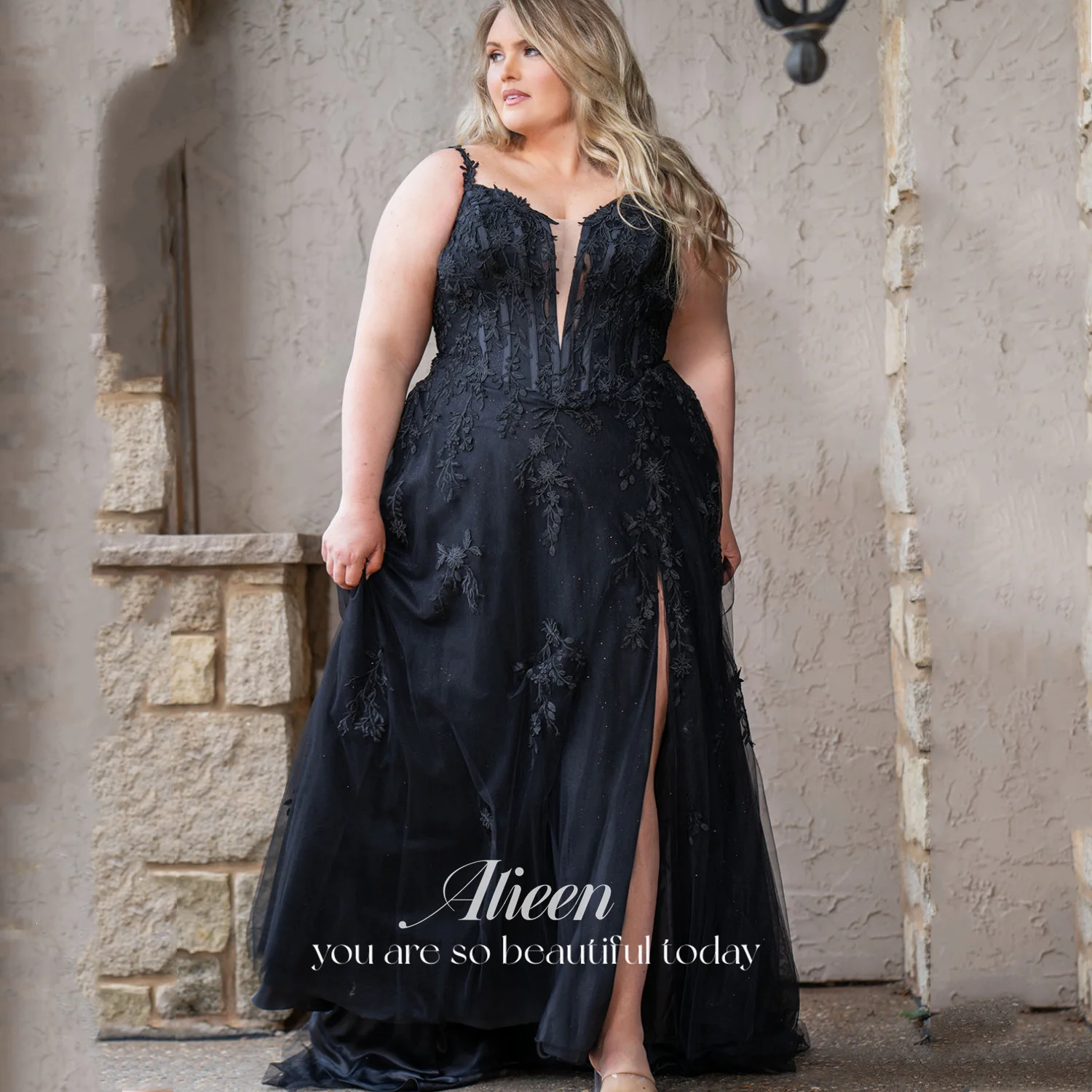 

Черное тюлевое платье Aileen без бретелек для свадебной вечеринки, сексуальное бальное платье без рукавов в пол с цветами, вечернее платье на заказ
