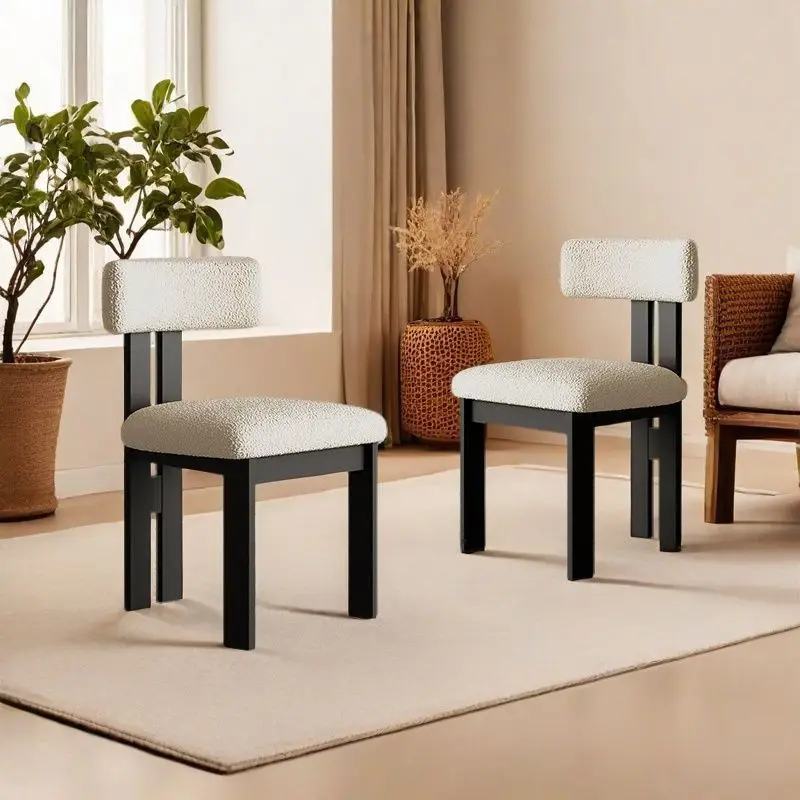 

&Modern Luxury Stable Eco-Friendly Dining Room Chair Backrest Designer Wood Frame Fabric Upholstery Scandinavian Home Furniture