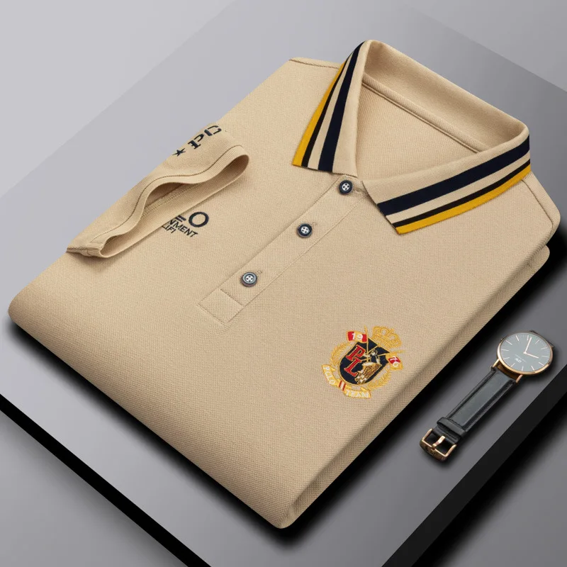 2025Advanced Polo Shirt Men's Short Sleeved T-shirt Casual Solid Color Sports Cool Breathable High-end Top Men's T-shirt - Image 2