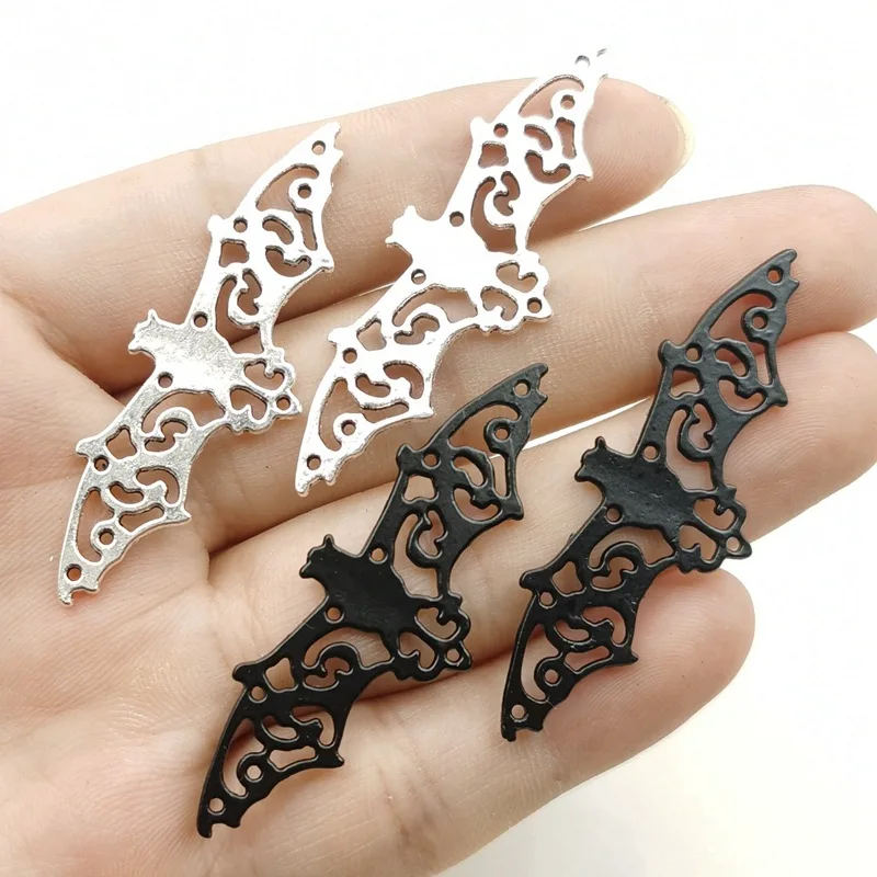 10PCS  56mm Alloy Jewelry Accessories Halloween Pendant Bat Wing Charm