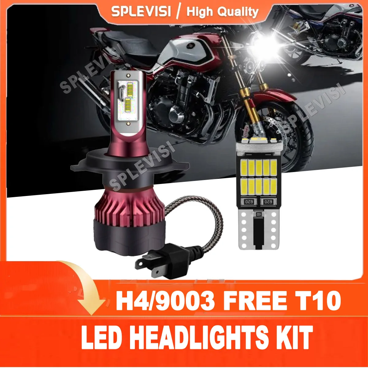 H4 T10  LED Headlight High  Low Beam Conversion Kit 6000K White For Honda CBF 125M 500 SH 300