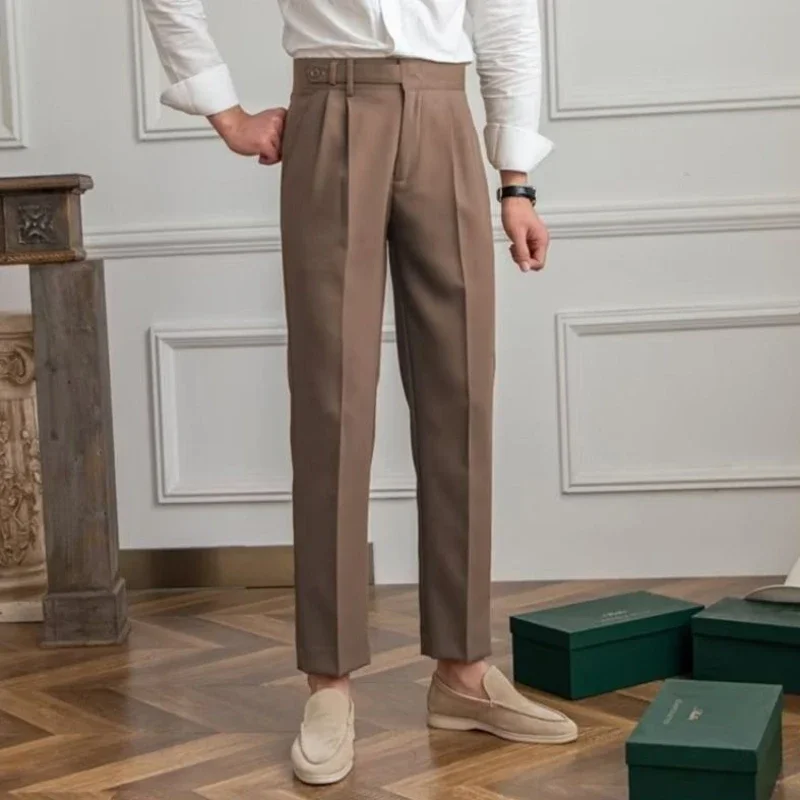 Man Suits Pants Fluid Khaki Draped Trousers for Men Baggy Suit Korean Style Clothes Reviews Many Slacks High Quality Dress Up