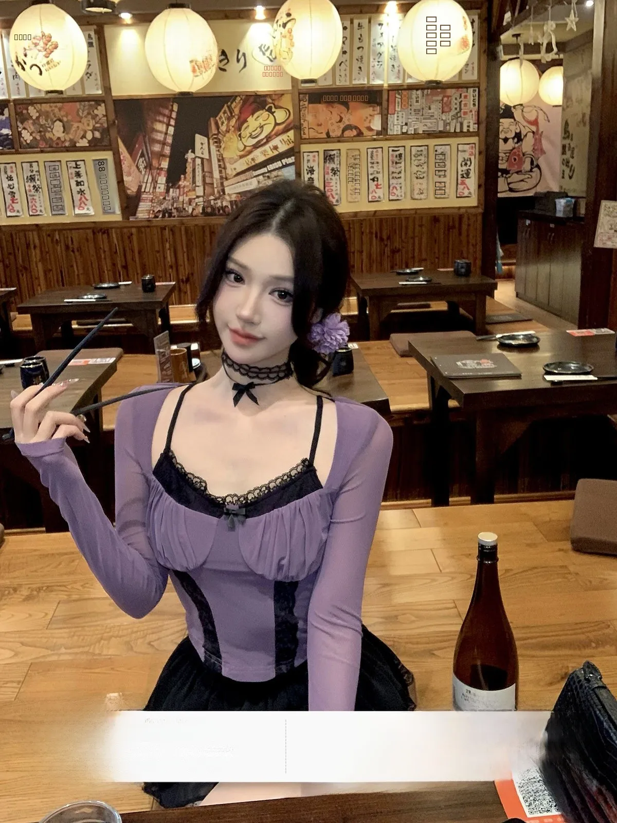 

Cool Lace irt Women's Slim Fit Patchwork Pure Desire Spring Faion Sweet Sle Long Sve round Ne ort Length Top