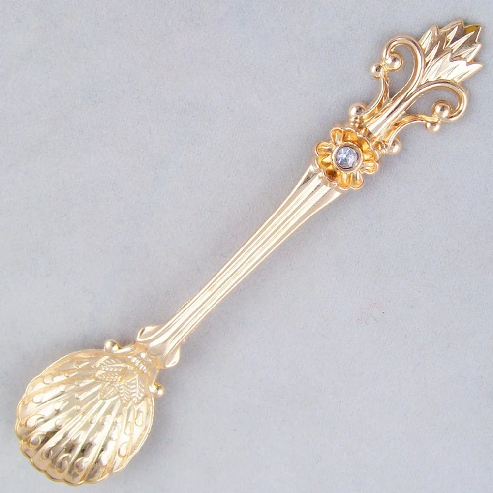 

8pcs Vintage Coffee Spoons Alloy Stirring Spoon Anti-Rust Metal Dessert Spoon Elegant European Pattern Tableware