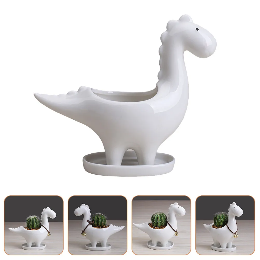 

Dinosaur Flower Pot Ceramic Decorative Animal Planter Adorable Succulent Pot Home Accessory Household Flower Planter Plant