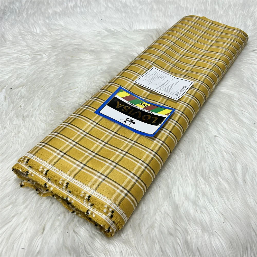 2022 الأفريقي 5 ياردة السيناتور ارتداء الرجال قماش بدلات Ripstop نمط النسيج للرجال الخياطة قميص لينة أكمام الملابس المواد