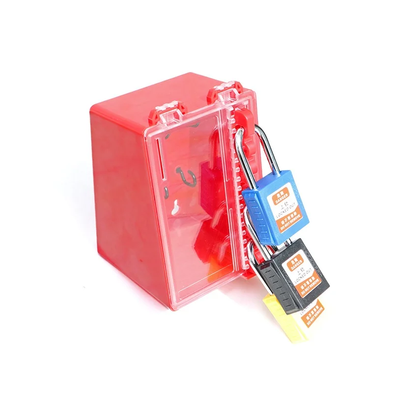 Small Wall Handing Plastic Safety Group Lockout Box for LOTO Locks Storage and Visual Management