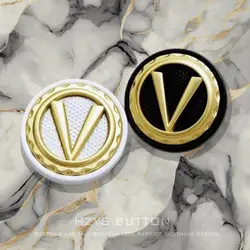 HZYS 6pcs gold V letter round Metal Luxury Fashion Sewing Buttons for Clothing Sweater Dress Decorative DIY Accessories
