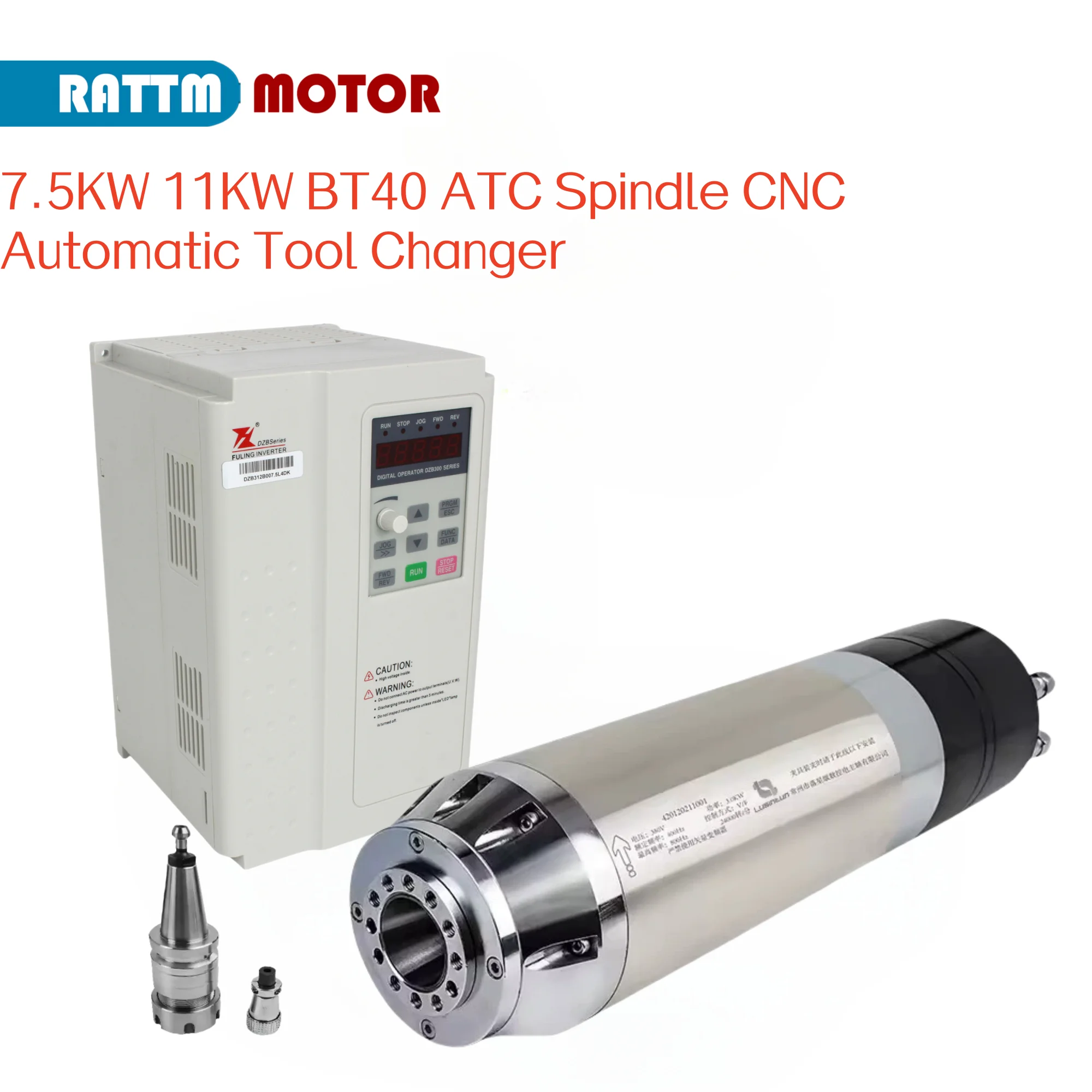 7.5KW 11KW BT40 ATC Spindle CNC Automatic Tool Change Spindle Pneumatic Water Cooling 380V 12000RPM For Engraving Milling Metal