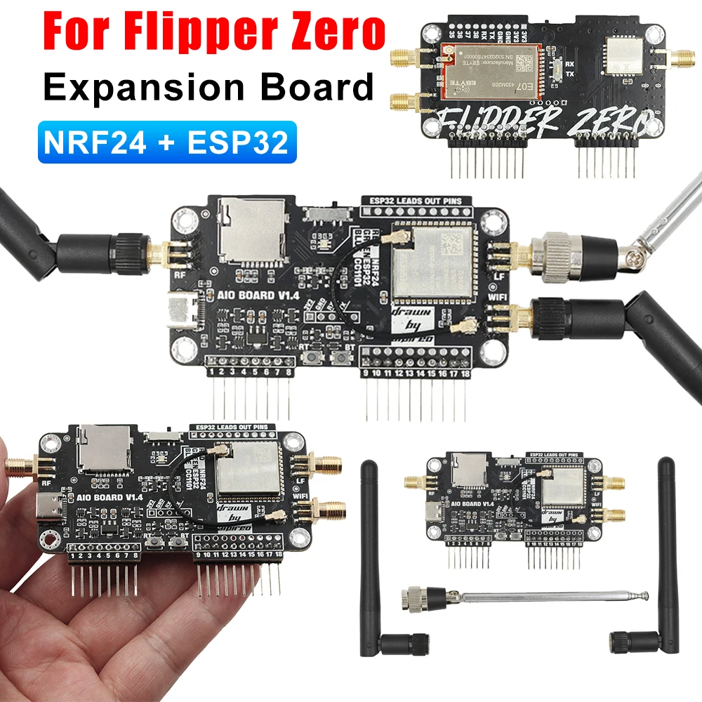 For Flipper Zero Multiboard Expansion Board 3 in 1 High Gain CC1101 Module NRF Sniffer Mousejacker WiFi NRF24+ESP32 Expansion