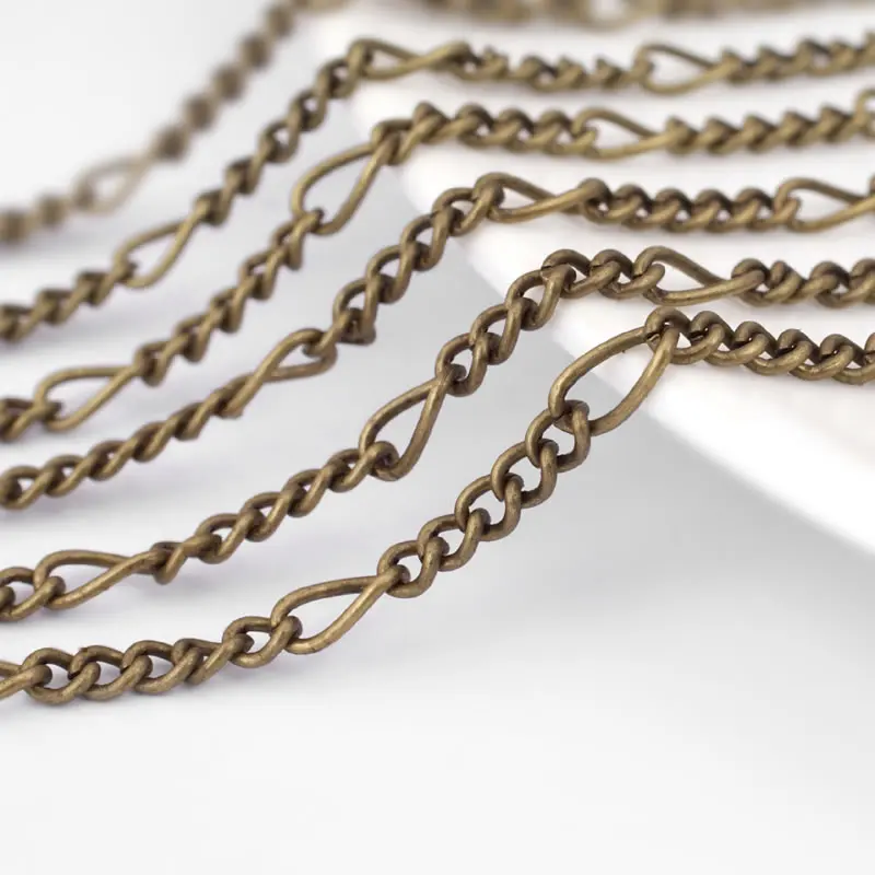 Antique Bronze Vintage Style Iron 3:1 Special Chain Figaro Chain Diy Jewelry Making Supplies Necklace Accessories for Women