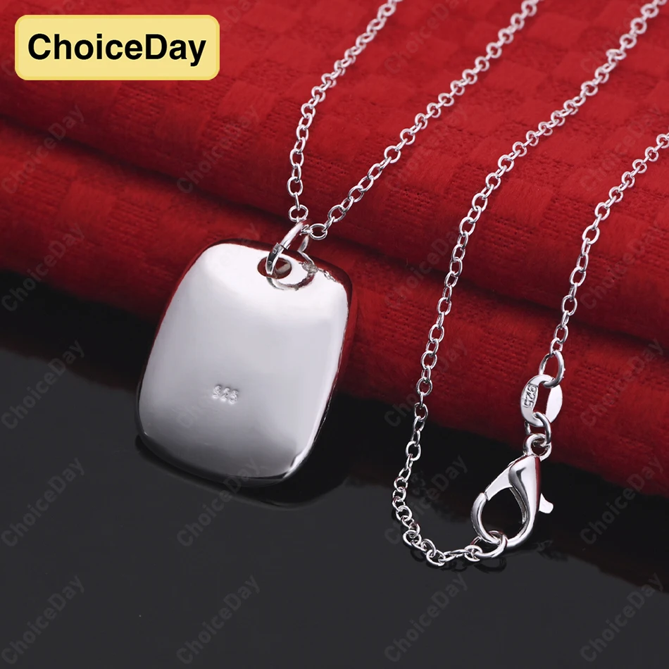 

ChoiceDay 925 Sterling Silver Exquisite Smooth Square Pendant Necklace Women's Accessories Fashion Jewelry Party Favors
