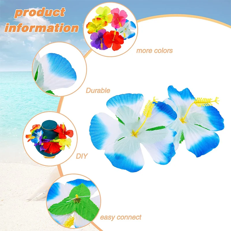 10 Stück/Set Künstliche Tropische Palmblätter Gefälschte Hibiskusblüten für Strandtisch-Dekoration Hawaiianische Party Hochzeitsdekoration Geschenk – Detail 8