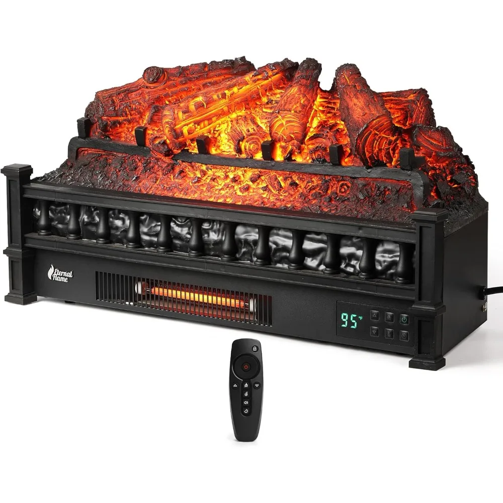 Eternal Flame 26-Inch Infrared Quartz Electric Fireplace Log Heater, Realistic Pinewood Logs, Adjustable Flame Colors