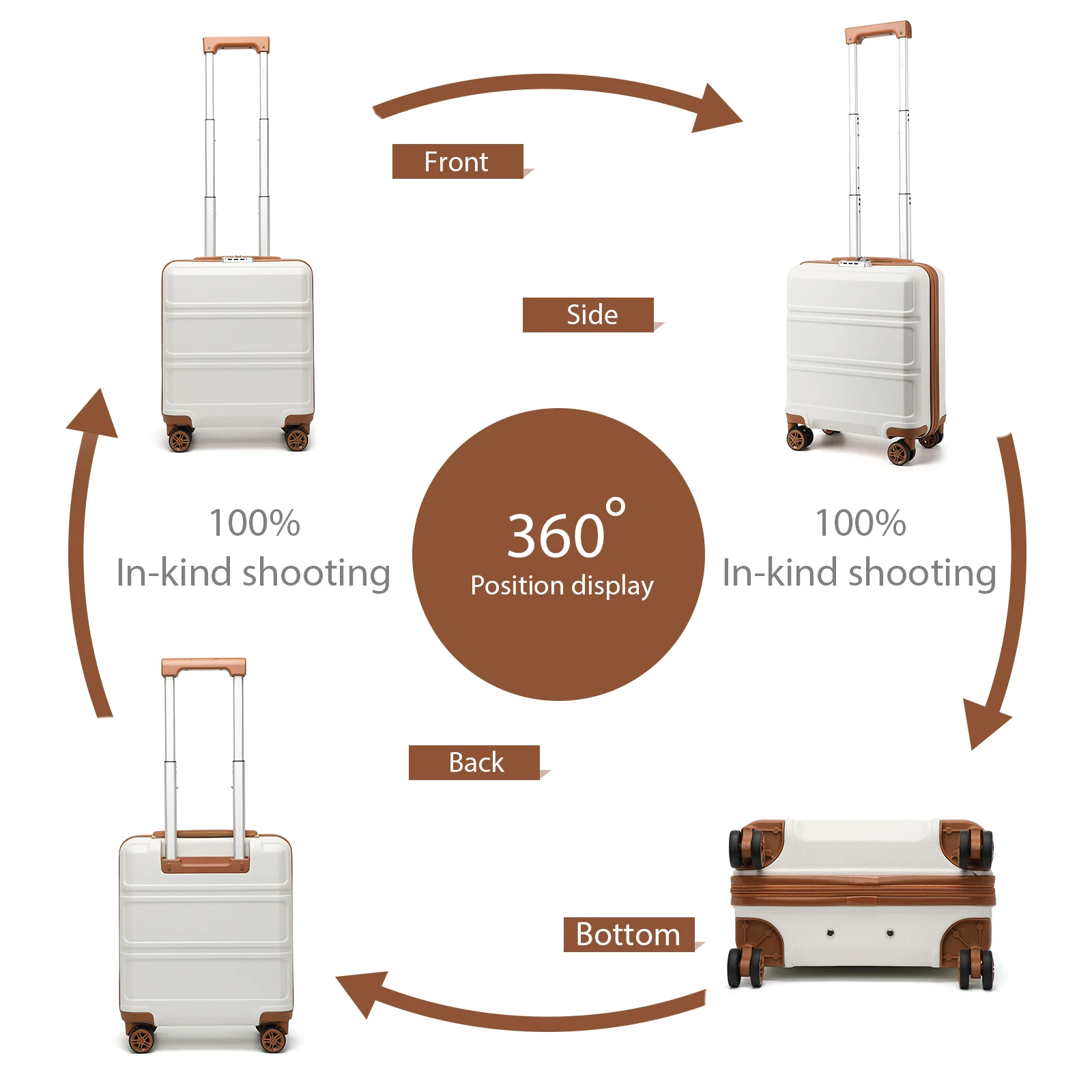 Kono Lightweight ABS Hard Shell Cabin Trolley, 45x36x20cm Carry-On Hand Luggage for EasyJet Under Seat