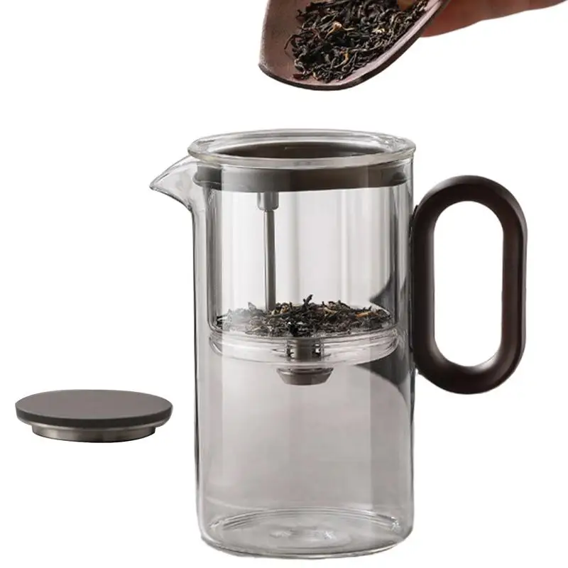 550ml Glass Teapot With Removable Infuser Glass Tea Pot With Magnet Filtration Wood Handle Tea Water Separation Tea Pot