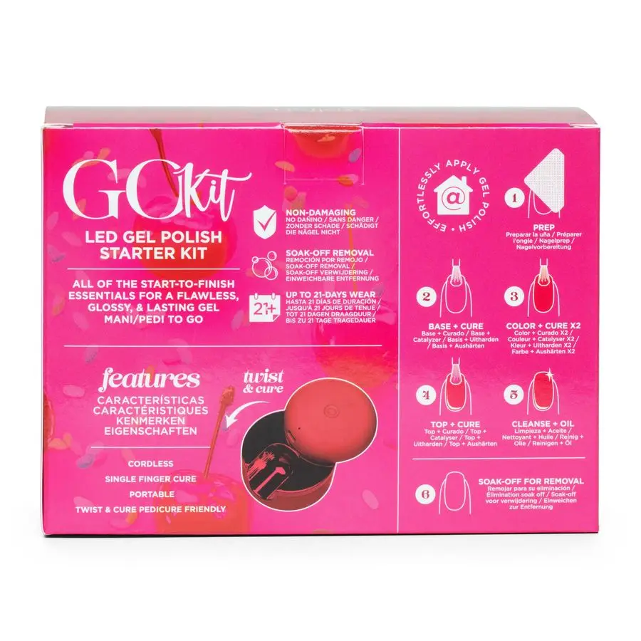 MINI Go Kit Complete Gel Polish Set for DIY Manicure amp Pedicure with Limited Edition Red Pocket LED Light for AtHome Salon Qua