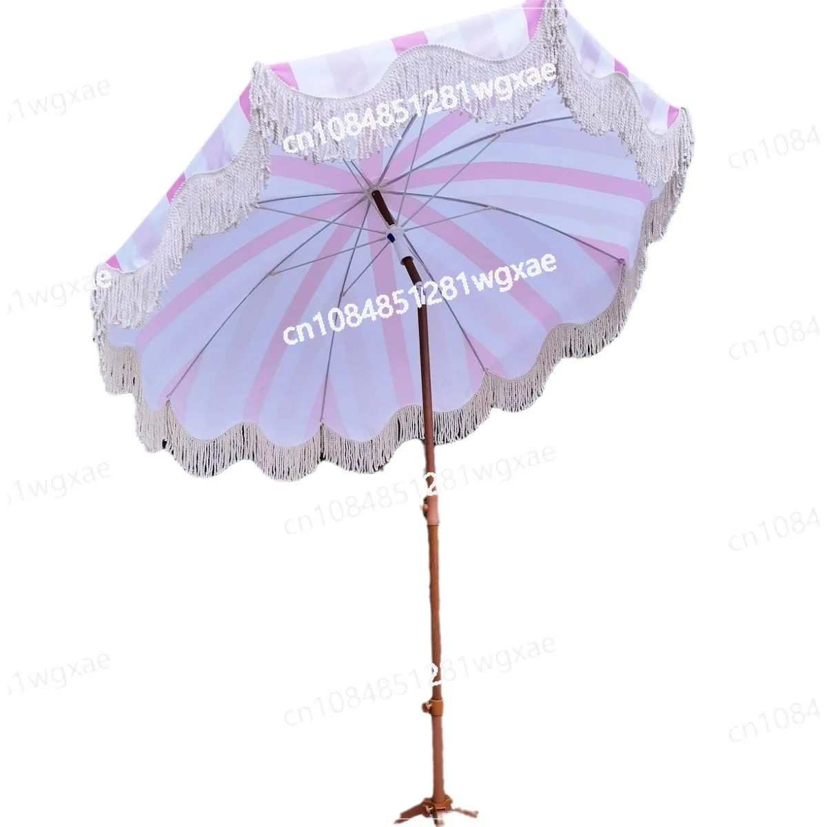 

New Cross-border Striped Beach Umbrella, Garden Courtyard Sun Umbrella, Swimming Pool, Pastoral Vacation, Outdoor Shade Tassel U