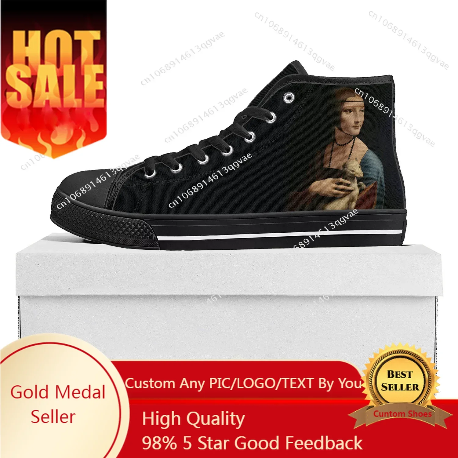 

Lady with an Ermine High Top High Quality Sneakers Mens Womens Teenager Canvas Sneaker Casual Custom Made Shoes Customize Shoe