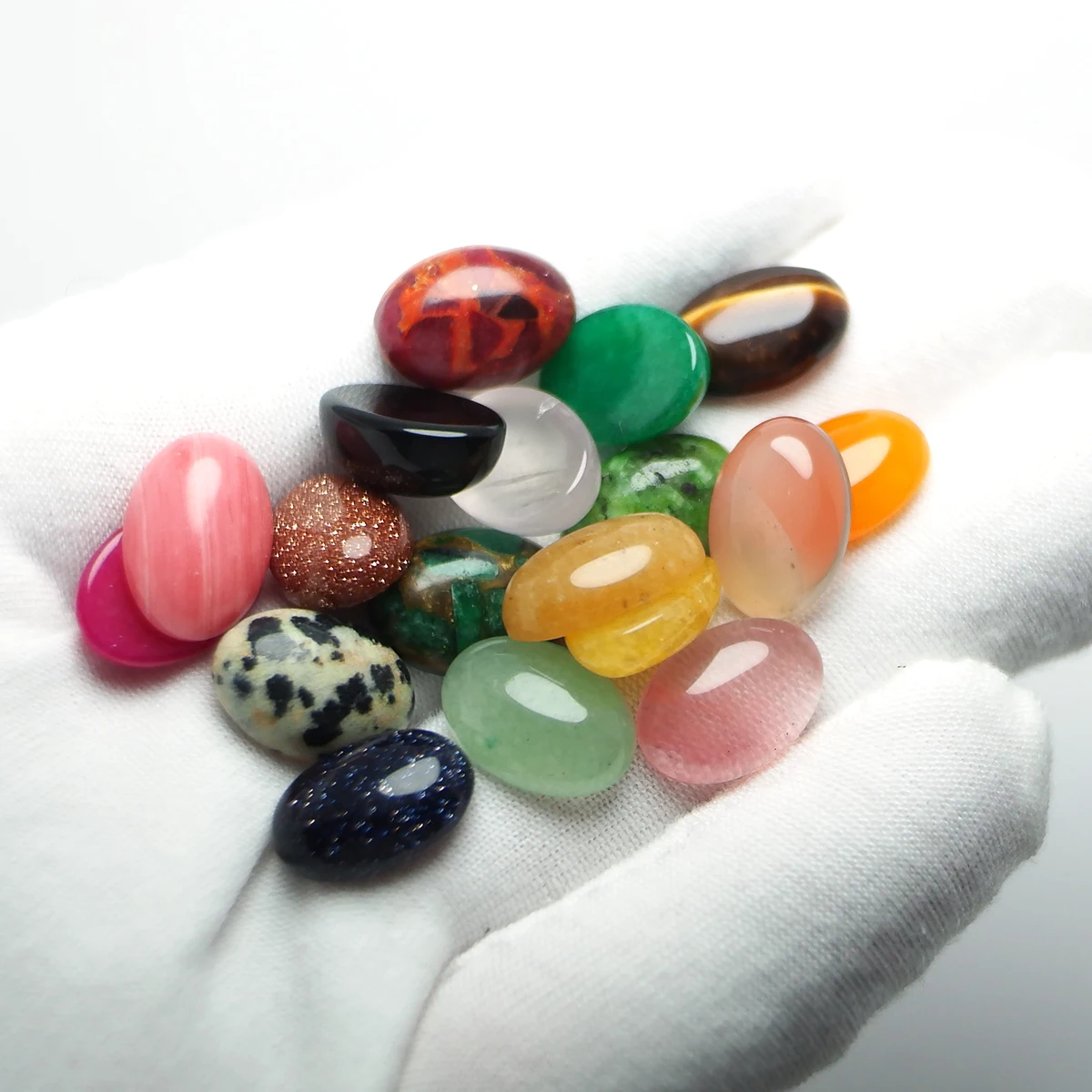 Oval Cabochon Stones,10x14mm Polished Flat Back Stone,Earring Jewelry Necklace Making,Pendant Accessories，Mix Random 10pcs