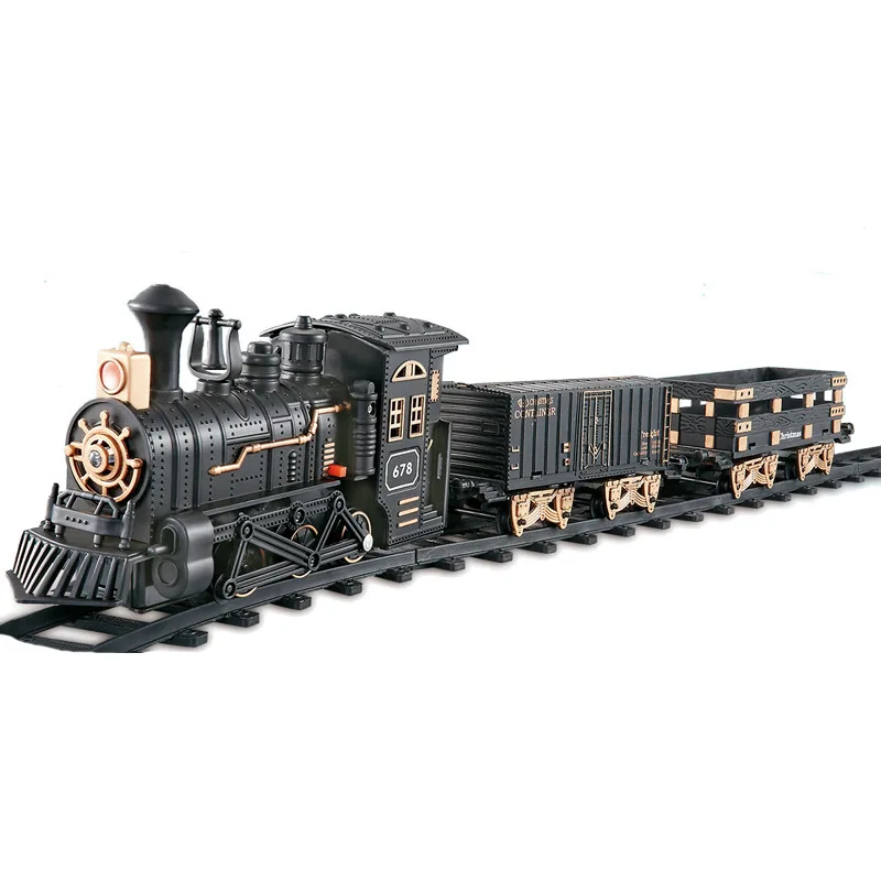 RC Train Classical Smoking Electric Train Set Track Retro Steam Christmas Train Simulation Model Exquisite Souvenir Children Toy