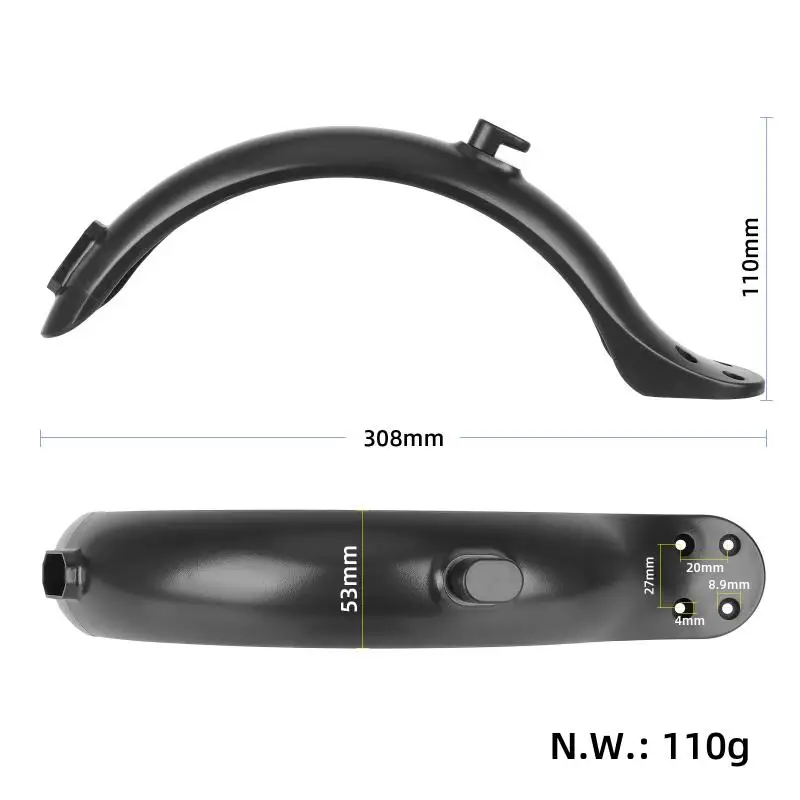 4 Hole Electric Scooter Mudguard for Electric Scooter Rear Fender Baffle 4 Hole 8.5 Inch Scooter Fender with Hook Scooter Part