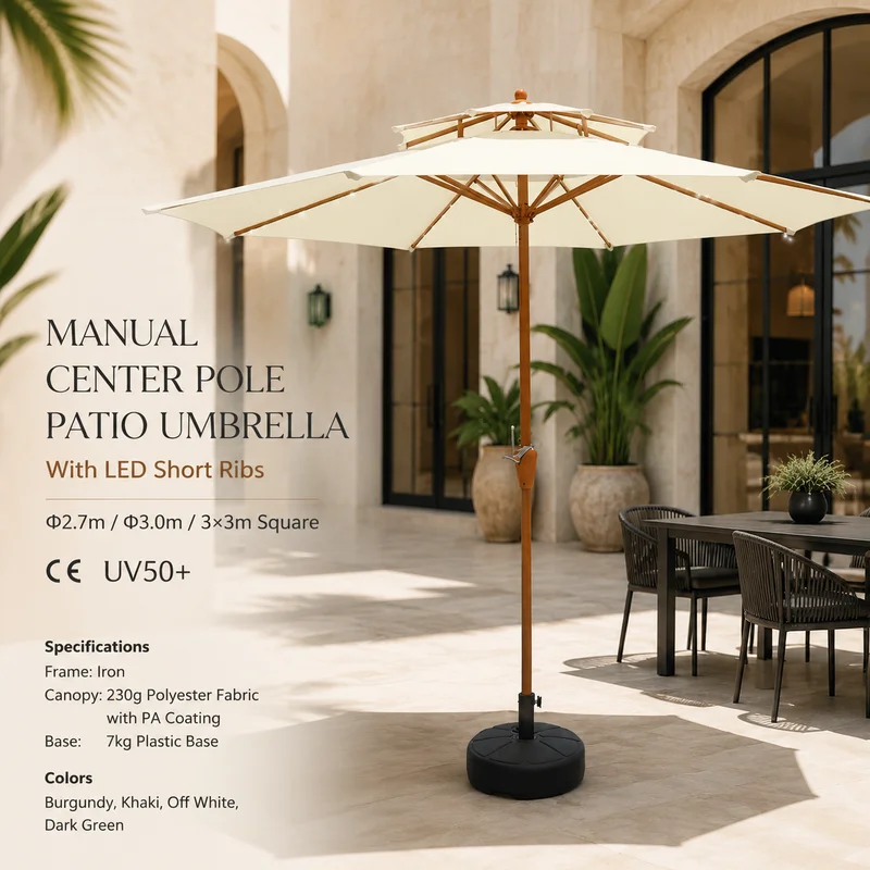 Commercial Market Umbrella Matched to Cafe Terraces With Easy Pairing With Dining Tables and Bases