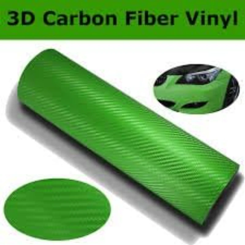 Green 3D Carbon Fiber Vinyl Wrap Auto Door Handle Scratch Protector Car Cover Guard Protective Film Outdoor Safety Reflective