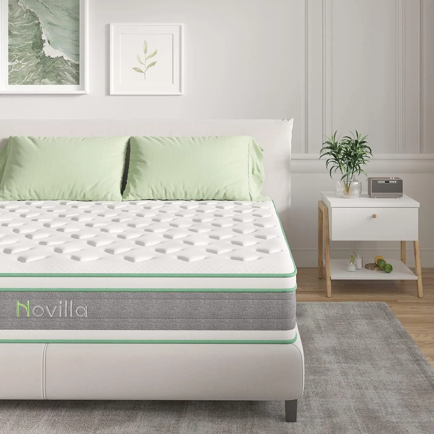 Matelas Hybride Complet de 12 Pouces dans une Boîte, Matelas à Ressort avec Mousse à Mémoire de Forme en Gel pour un Sommeil Froid, Instituts de Pression, Temporel