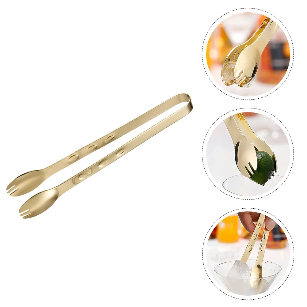 1pc Stainless Steel Ice Cube Tong Food Grade 304 Multi-Use Kitchen Tongs For Buffet Bbq Salad Grilling Cooking Serving