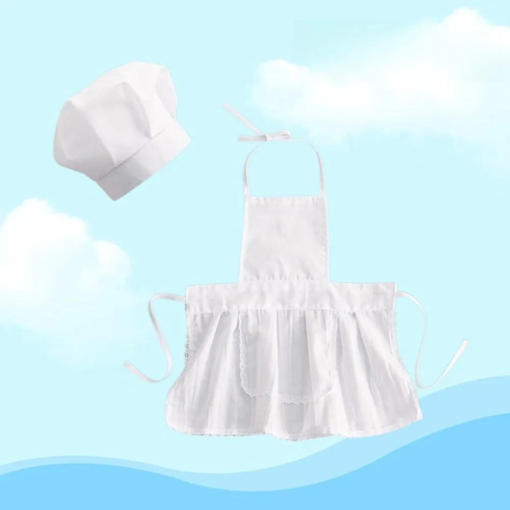زي التصوير الفوتوغرافي للأطفال الصغار، مجموعة مريلة قبعة الشيف البيضاء #5
