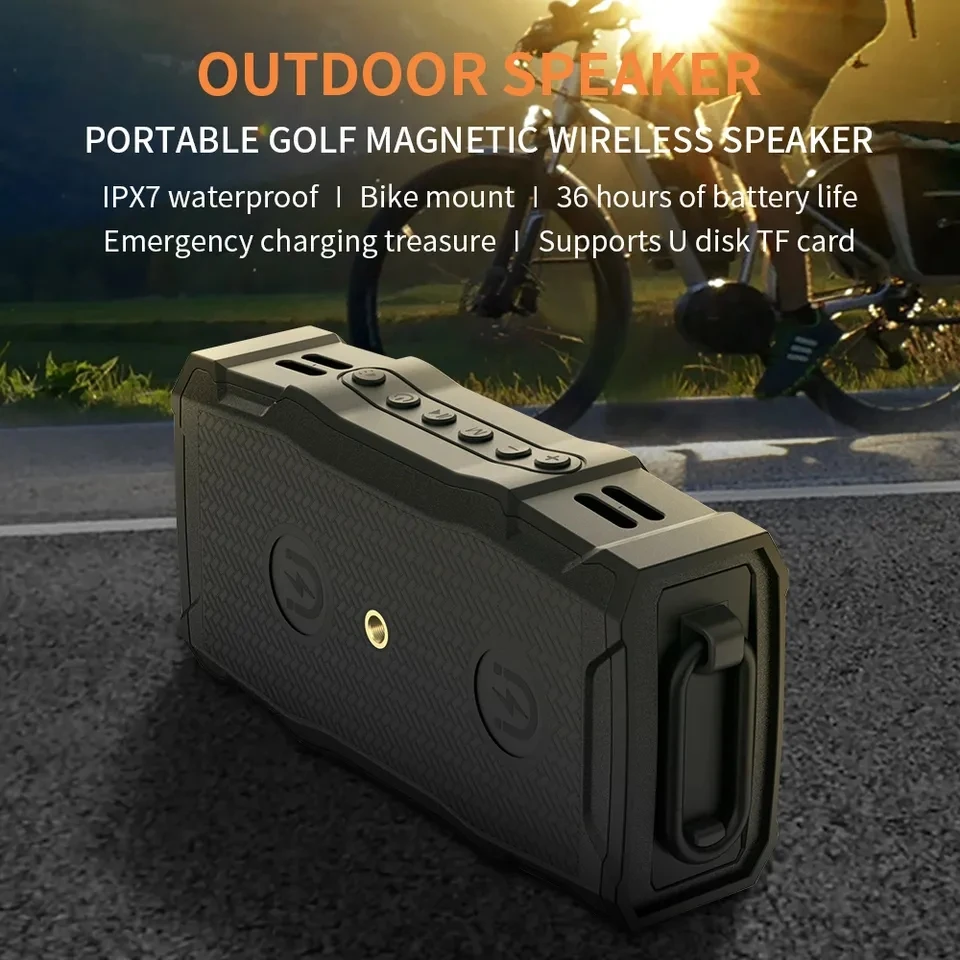 X8 Golf Magnetic Absorber Sound Emergency Power Bank LED Lighting Waterproof Subwoofers 30W Big Power Cycling Bluetooth Speakers