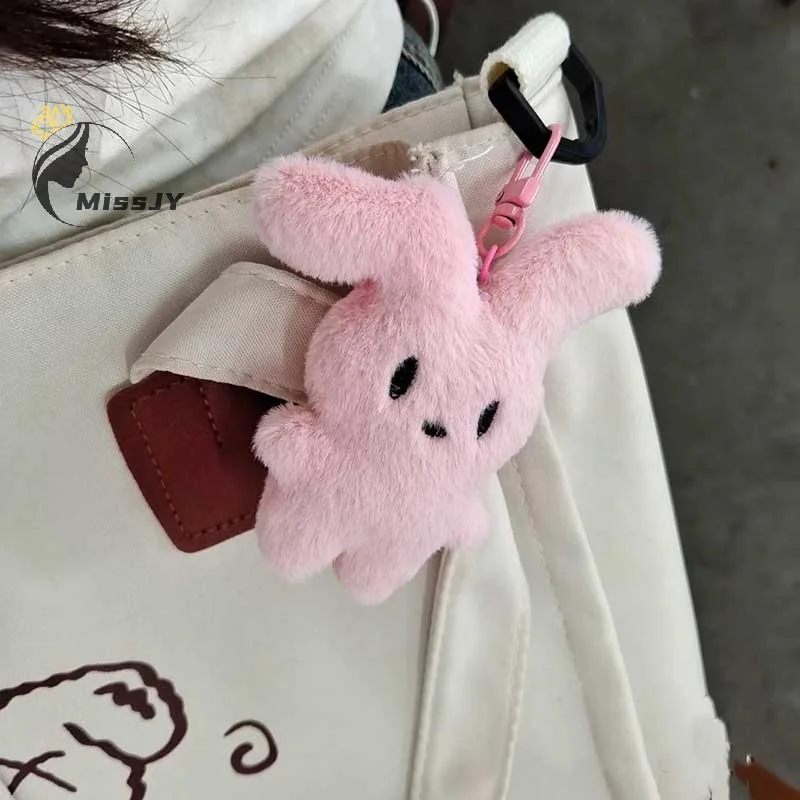 Porte-clés en peluche de dessin animé pour enfants, lapin rose, beurre, doux, mignon, sac à dos, clé de voiture, porte-clés, pendentif, ornements, cadeau pour filles